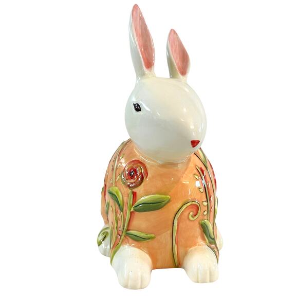 Cypress Home Ceramic Bunny Rabbit Field of Flowers 3D Easter Bunny - Picture 2 of 6